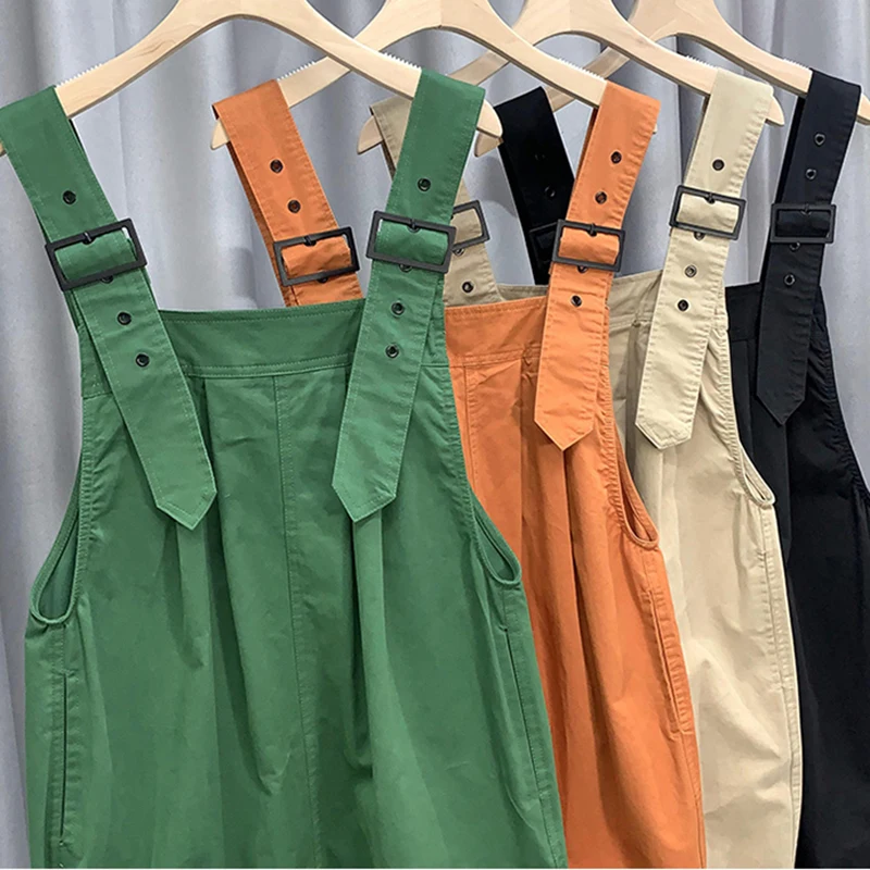 Womens Sleeveless Dungarees Rompers Cotton Jumpsuit Loose Shoulder Strap Pants Ladies ummer Casual Overalls Playsuits