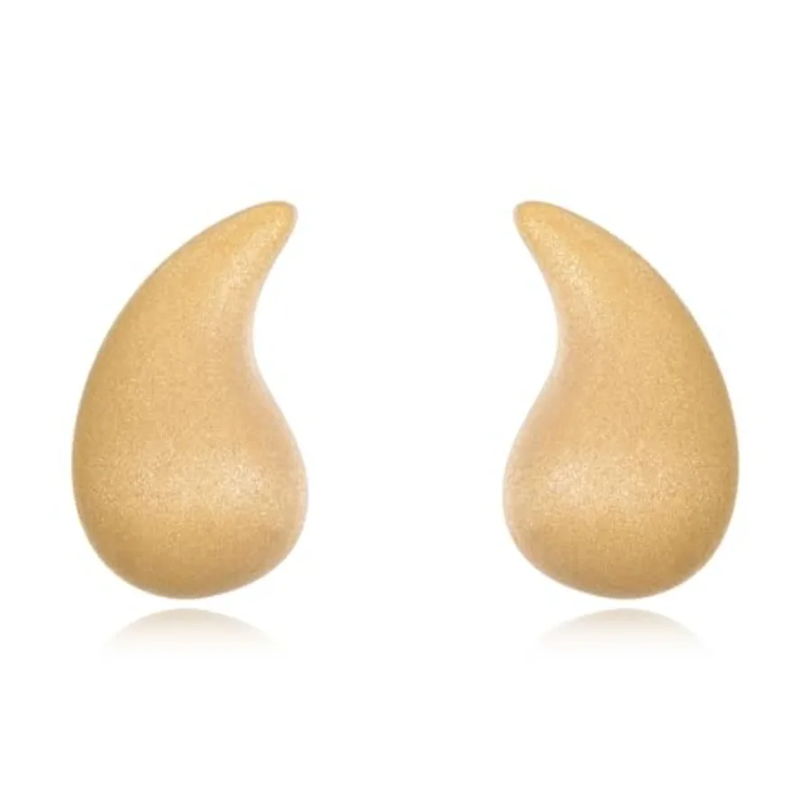 

925 Sterling Silver Post Teardrop Chunky Hoop Earrings, 14K Yellow Gold Plated Stud Brushed Effect Drop Earrings Jewelry Gifts