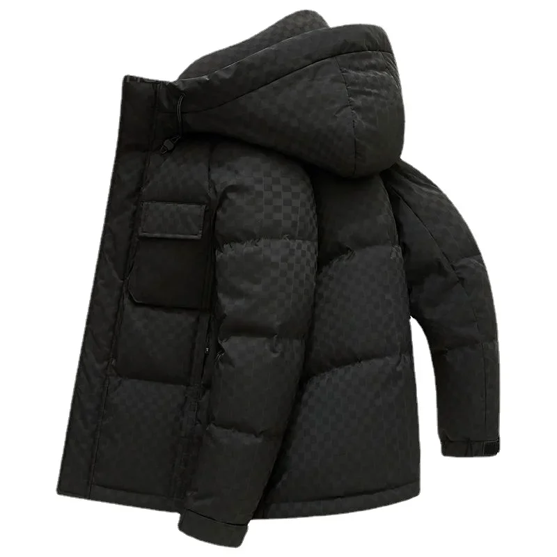 Nueva chaqueta de plumón a la moda para hombre, abrigo de invierno para hombre, Parkas informales gruesas y cálidas, prendas de vestir con capucha, abrigo a prueba de frío