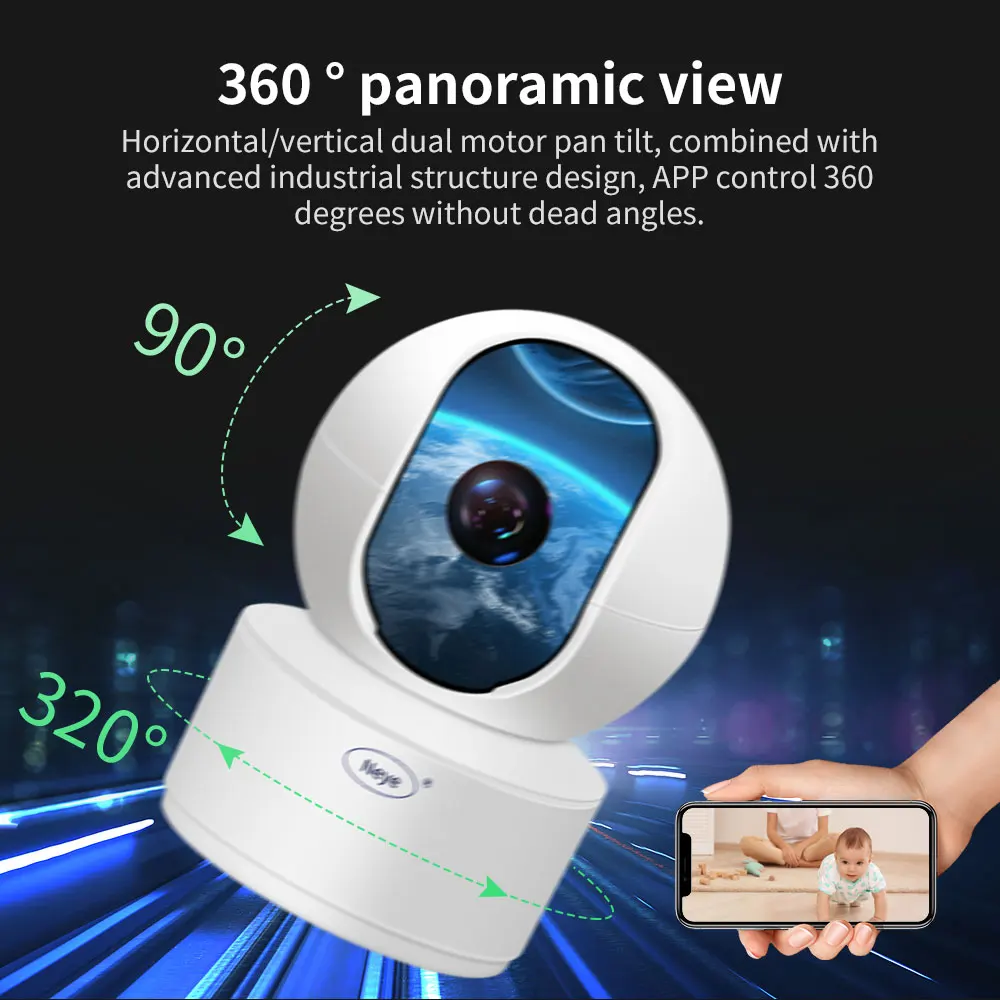 N_Eye 8MP 4K WiFi Câmera de segurança Home Indoor Baby Monitor Câmera IP panorâmica de 360 graus Ai Rastreamento automático