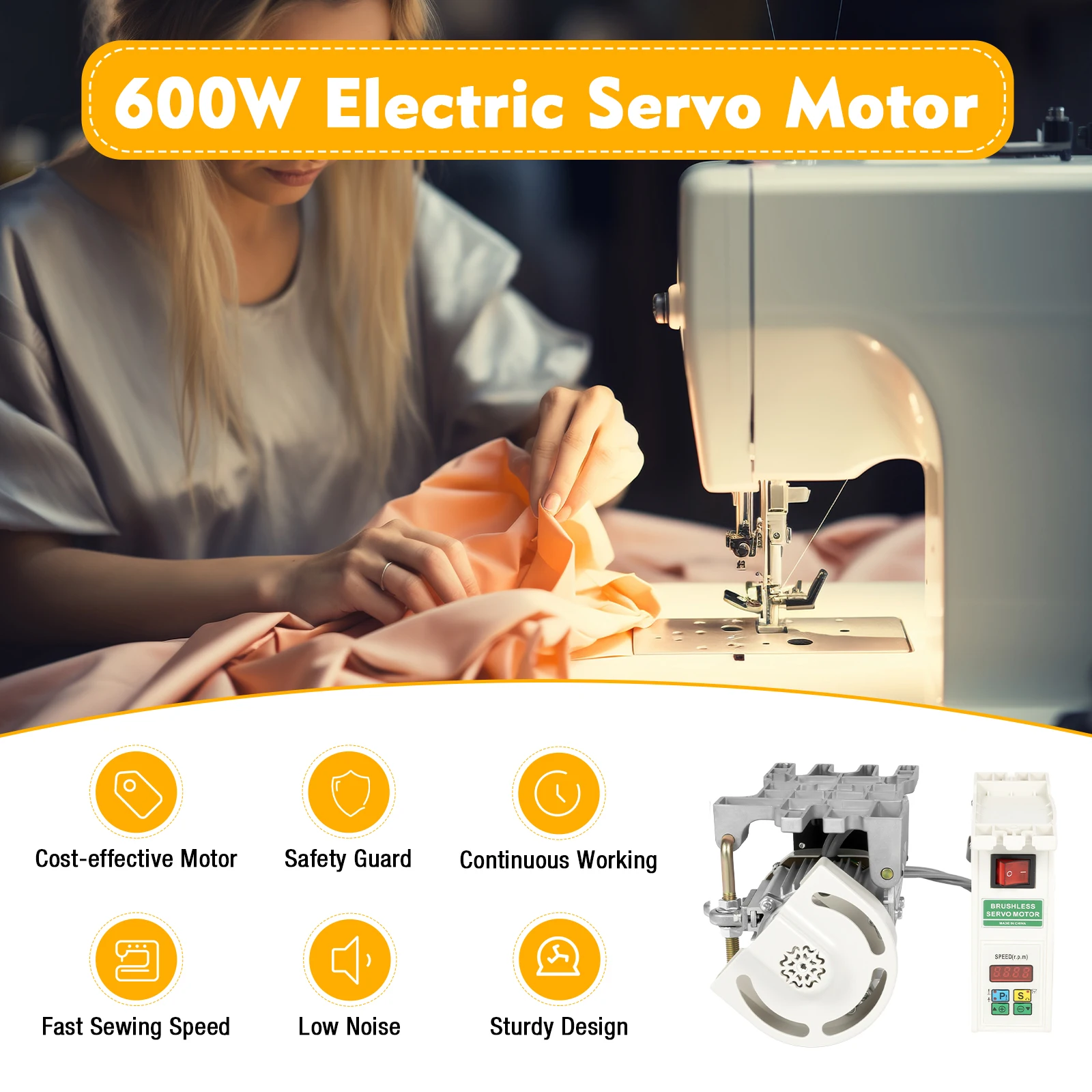 Industrial Sewing Machine Split Brushless Servo Motor Energy Saving Mute Motor Adjustable Speed 600W