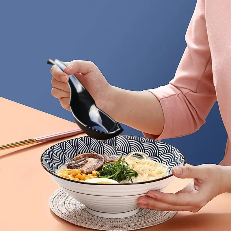 Asian Soup Spoon Creative Household Noodle Soup Ergonomic Handle Household Small Spoon For Wonton Porridge Dumpling Soup Noodle