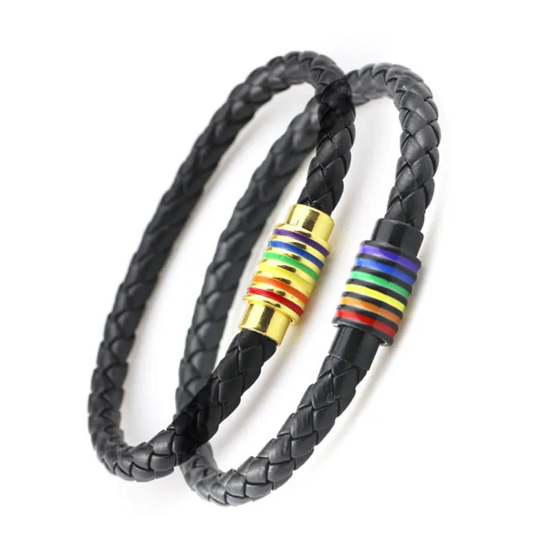 LOVE WINS Magnet Buckle Bracelets Handmade Homosexual Woven Multi-layer PRIDE Rainbow LGBT Bracelet Jewelry Wholesale