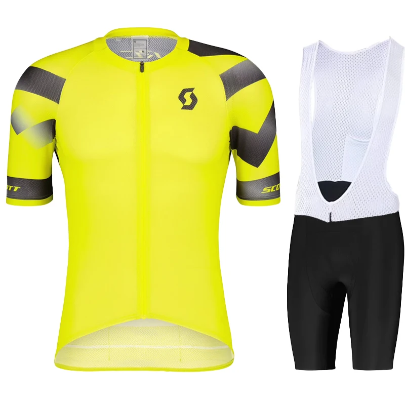 SCOTT 2023 Men Short Sleeve Jersey Sets Ropa Ciclismo Hombre Summer Cycling Clothing Triathlon 19D Bib Shorts Suit Bike Uniform