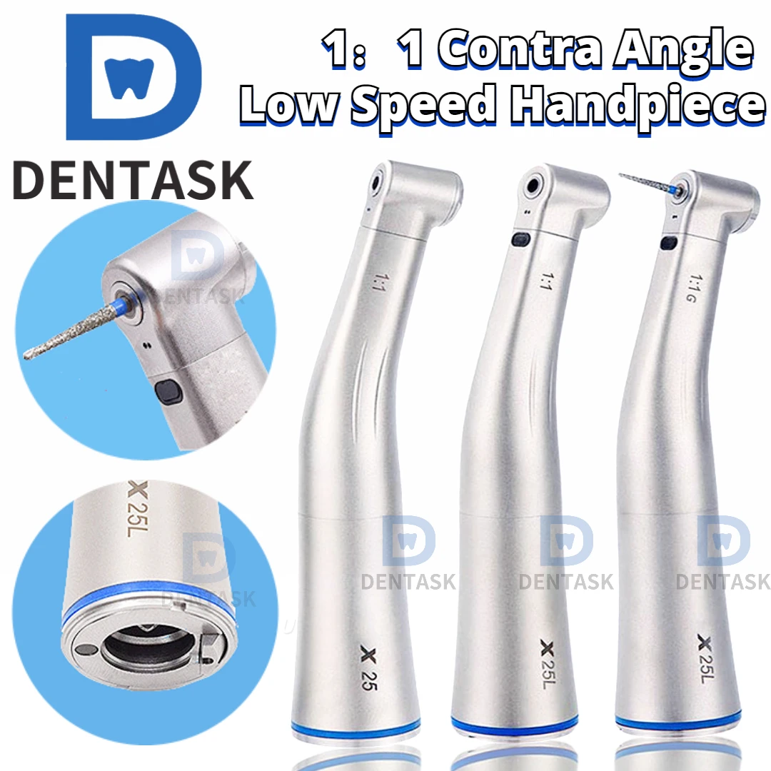 Dental 1:1 Increasing Blue Ring Against Contra Angle Low Speed Handpiece With Optic Fiber X25L Fit  Dentistry Micromotor Tool