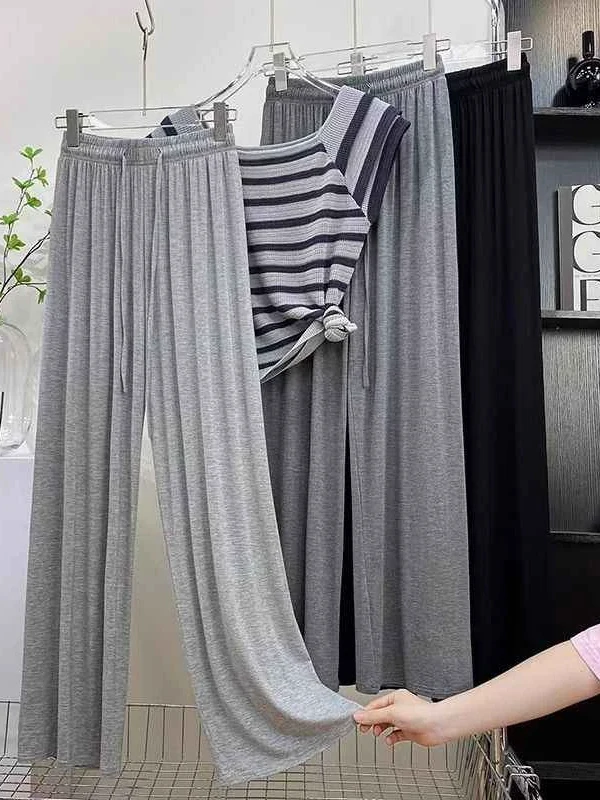 High Waist Wide Leg Pants Women's Loose Slimming Straight Leg Pants Draping Long Pants Modal Comfortable Casual Trousers