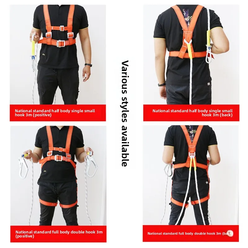 National Standard Double Back Full Body Double Hook Buffer Safety Belt European Five Point High-altitude Work Safety Belt