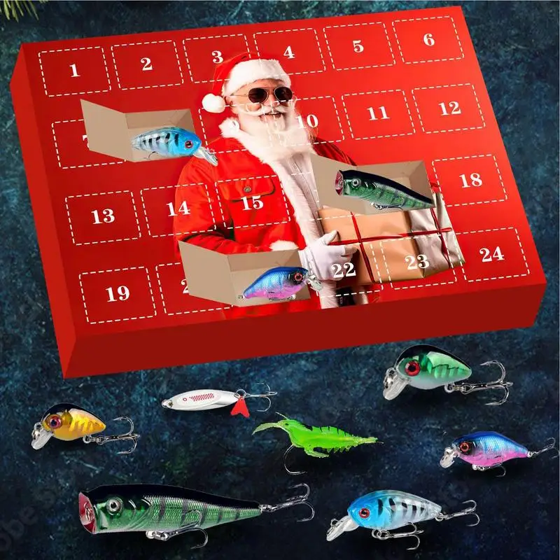 Fishing Tackle Advent Calendar 2024 24 Days Fish Tackle Christmas Countdown Calendar Christmas Fishing Lure Advent Calendar