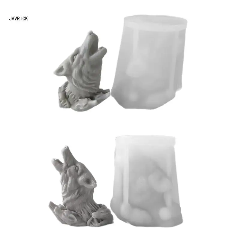 Unique Animal Statue Mold 3D Wolf Head Figurine Ornament Silicone Molds D0LC