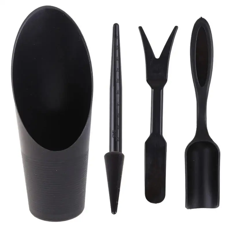 Lightweight Mini Garden Planting Tool Kit 4Pcs, Plastic Handle Shovel Spoon Set for Succulent Bonsai Seedling Sowing Work