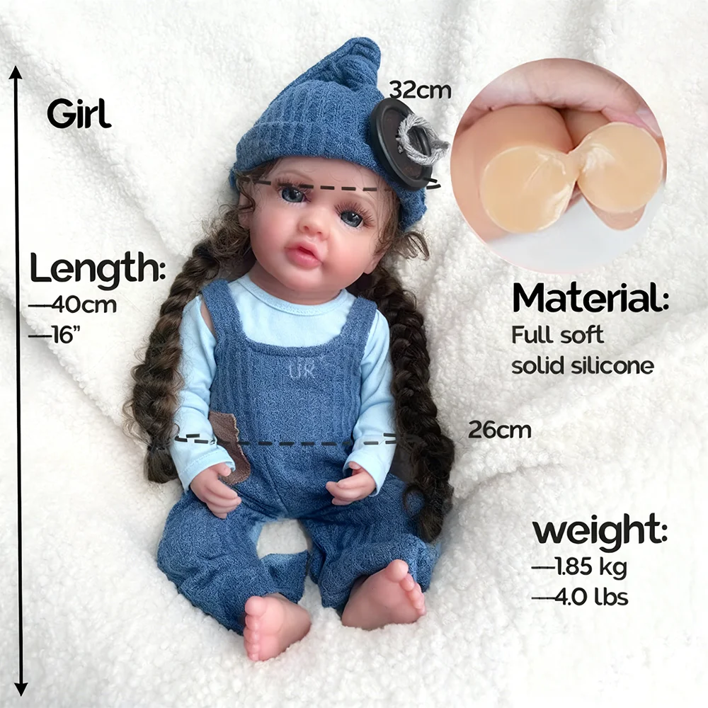 크리스마스 생일같은 신생아 소녀 아티스트 수집품, 현실적인 부드러운 신축성 실리콘, 다시 태어난 아기 인형, 40cm, 16 인치