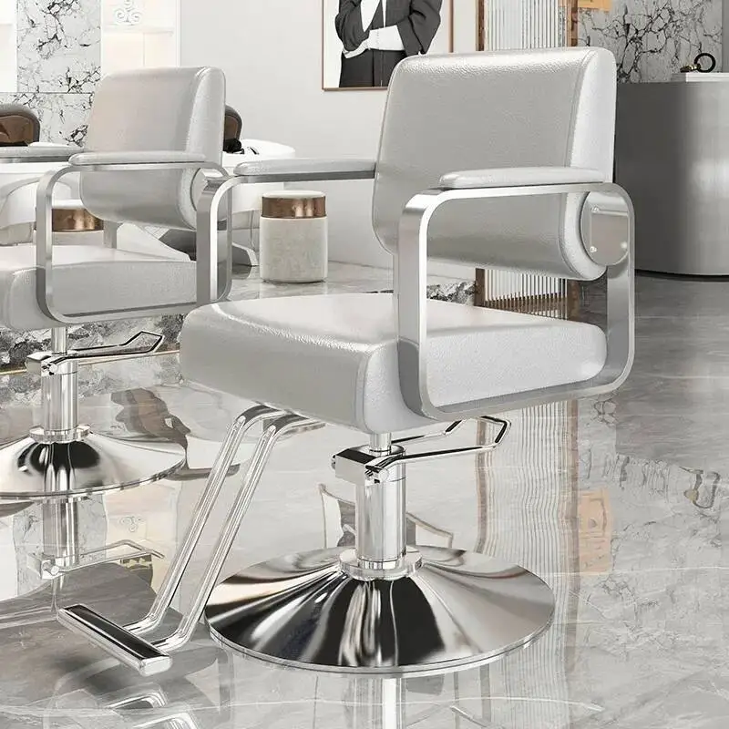 كرسي حلاق تجميل احترافي، مصفف شعر دوار، كرسي صالون ذهبي فاخر للعمل، أثاث صالون Cadeira De Barbeiro