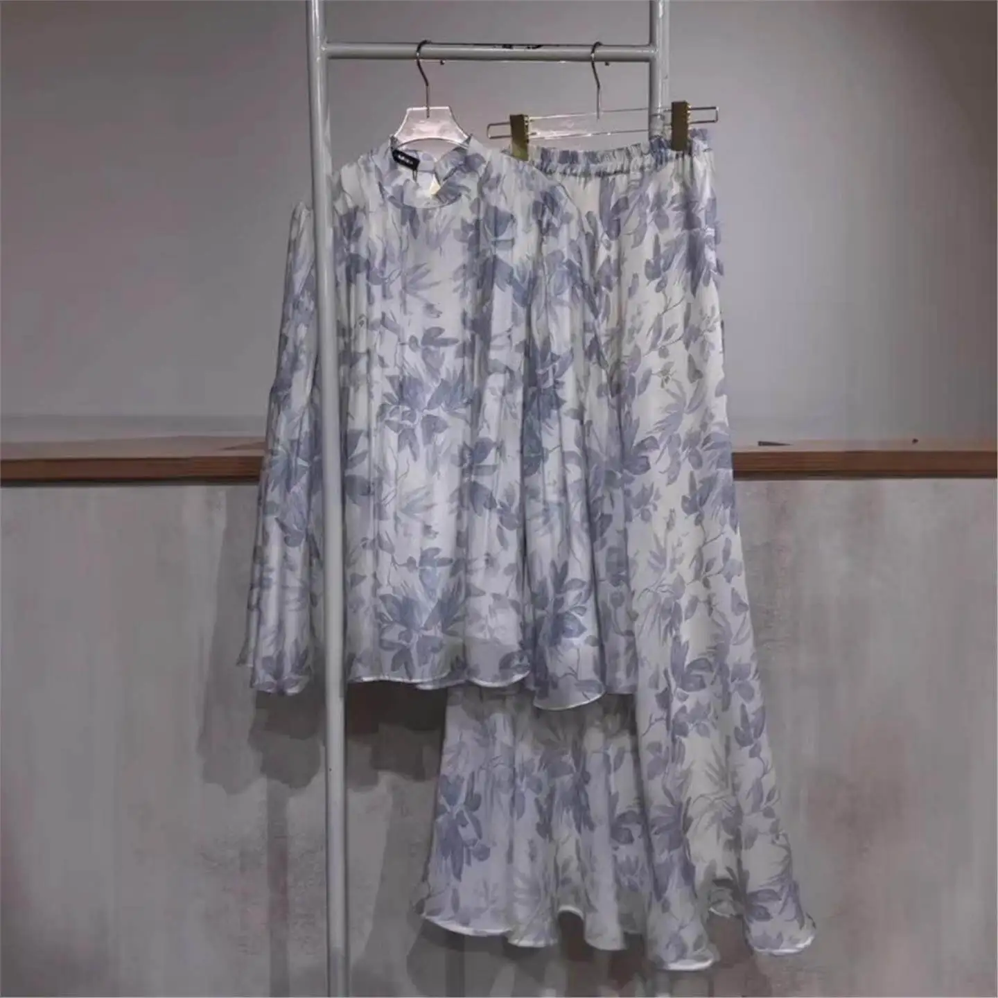 Loose Printed Summer Casual Top And Half Skirt Set Women's Fashion Cross-Border New Style Cleanfit Low Waist PVC Fabric
