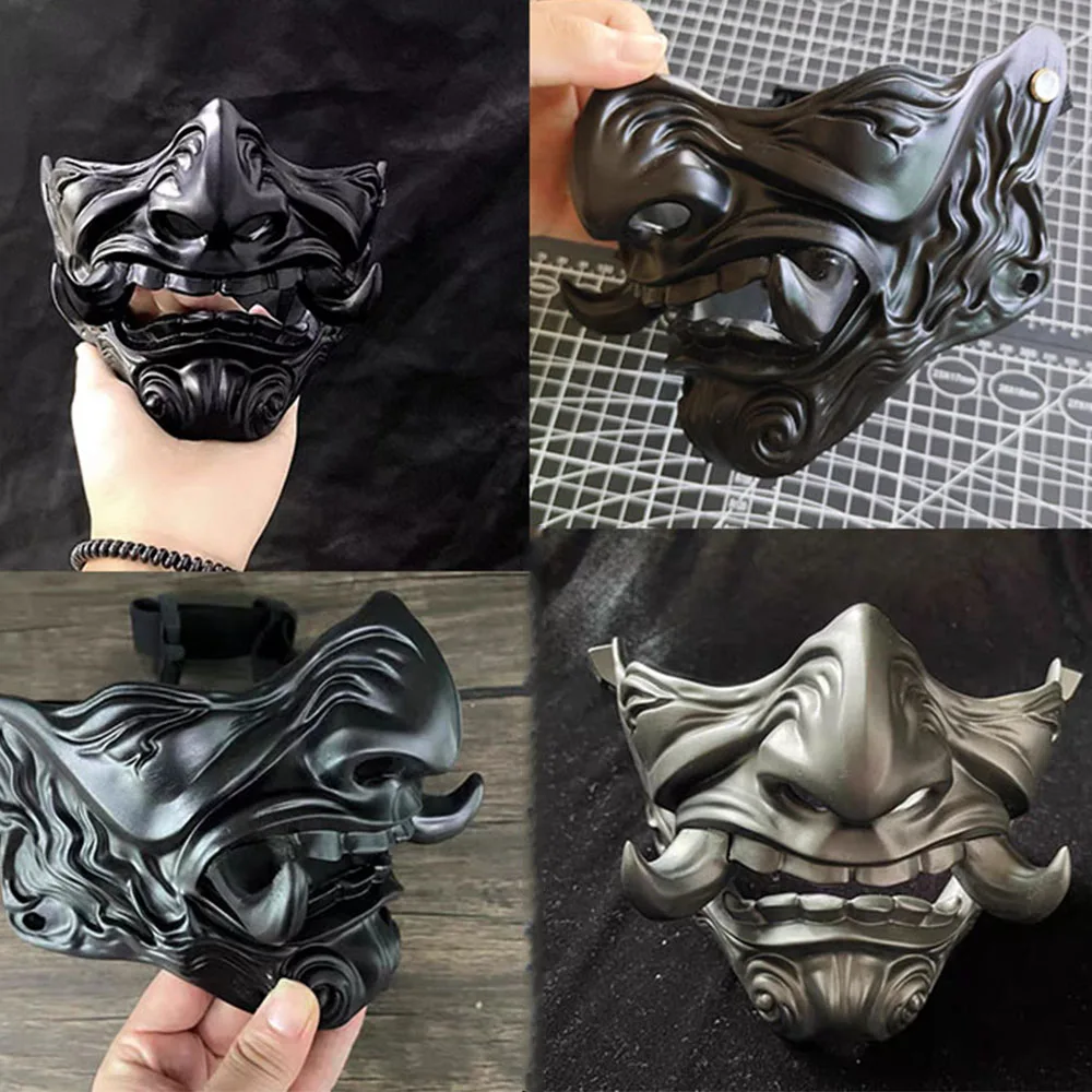 Prajna Samurai Half Gezicht Hars Masker Halloween Cos Spelen Tactisch Cyberpunk Spel 2d Shikigami Masker