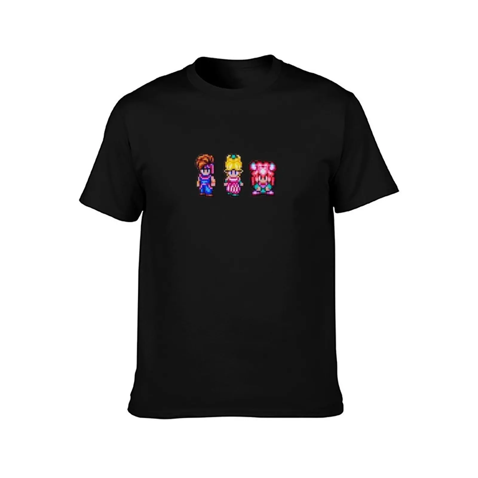 Secret Of Mana Characters T-Shirt, Summer Casual Cotton Tee, Oversized Streetwear Tops, Vintage Graphic Print, Unisex Men Women