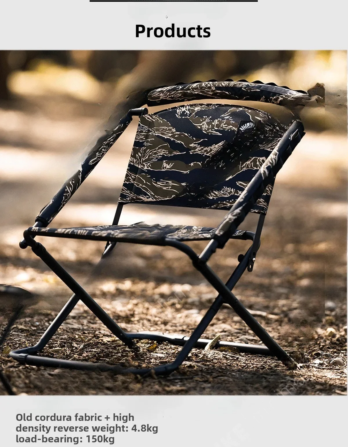 Outdoor camping chair height adjustable arc recreational fishing back  camping folding chair AB double-sided