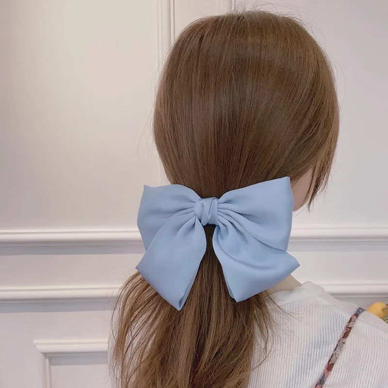 Mode Einfarbig Satin Band Grips Große Große Schleife Haarnadel Für Frauen Mädchen Trendy Haar Clip Nette Haarspange Haar Zubehör – Detail 4