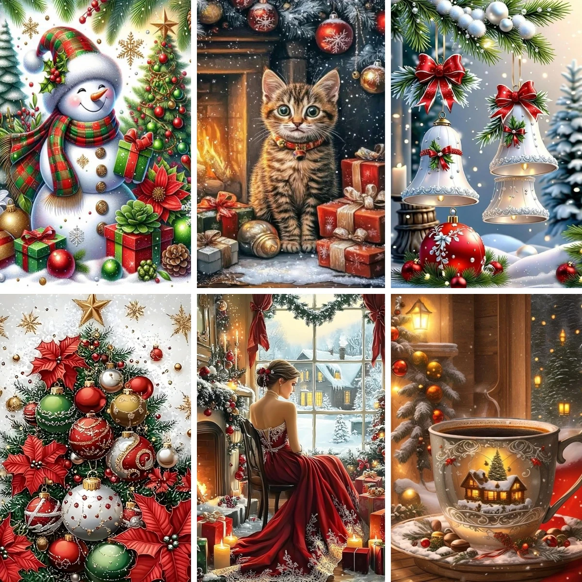 

Christmas Vibes Art Diamond Embroidery Cross Stitch Diamond Painting Needlework Mosaic Rhinestone Pictures Winter Holiday Decor