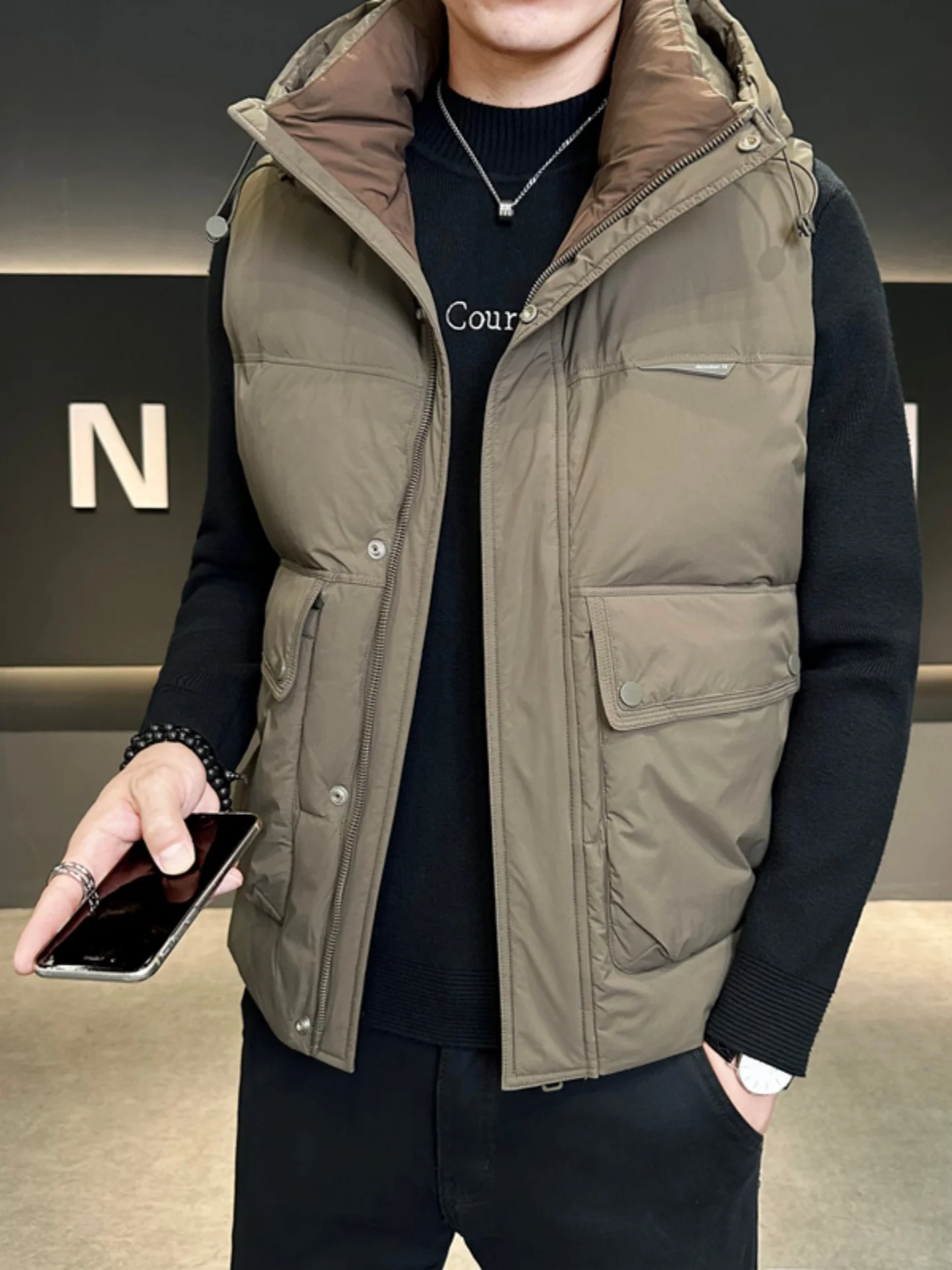 

Мужской утепленный пуховый жилет в американском ретро-стиле, теплая зимняя верхняя одежда, жилет-куртка для молодежи, эксклюзивно онлайн