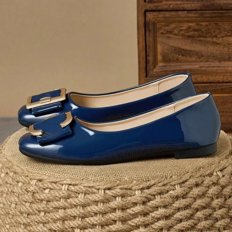 womens navy blue flat dress shoes Navy Blue Classic Flat Shoes Set : Flats Hat and Clutch Bag, Formal Event Footwear