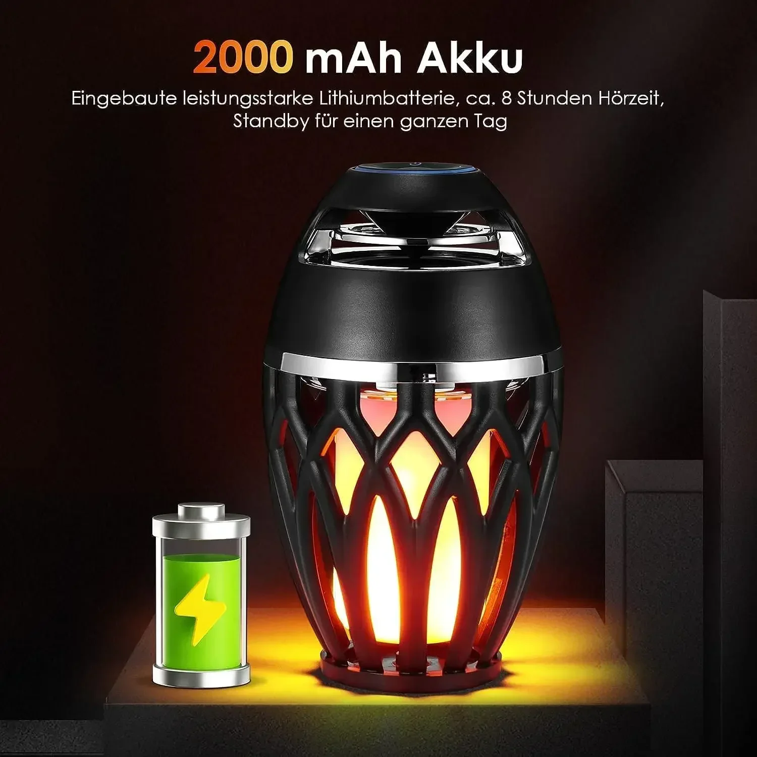 USB Charging Wireless Bluetooth Speaker Flame LED Lamps Small Outdoor Bluetooth Flame Atmosphere Light For Camping Desktop