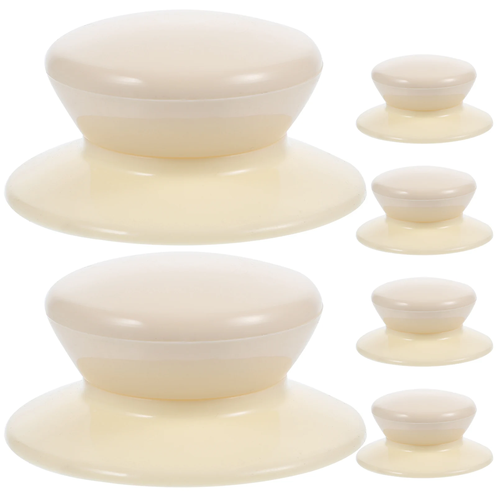 

6 Pcs Pot Lid Knobs Small Handles Smooth Surface Plastic Heat Resistant Kitchen Gadgets Universal Cookware Accessories Beige
