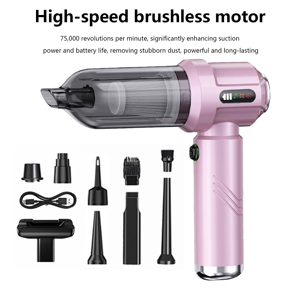 4-in-1 무선 자동차 진공청소기 |   18KPA(LCD 및 송풍기+팽창기 포함) |   자동차 디테일링/가정용/야외용 ETL 인증