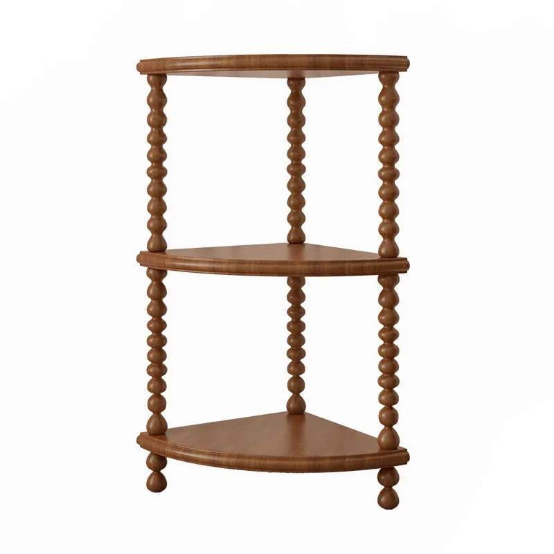 

Многослойная полка из цельного дерева в стиле ретро, деревянная маленькая угловая полка с несколькими треугольными краями, бытовая, средневековая