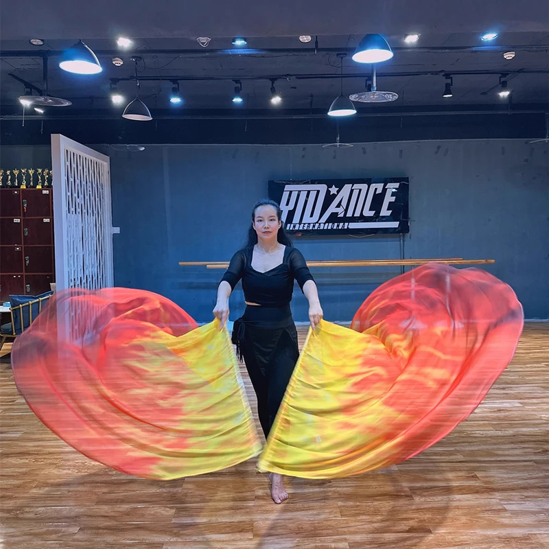 

2PCS Praise Dance Church Worship Flags With Scalable Rod Flame Fire Flag Colorful Large Chiffon Angle Wing Banners Stage Props