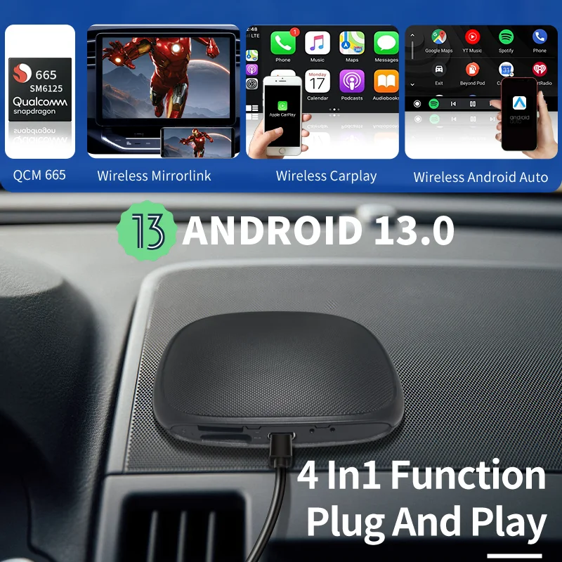 XUDA CarPlay AI Box SM6125, Android 13 8 Cores 8G+128G Smart Android TV Box Wireless CarPlay Android Auto Support 512GB SD - Image 3