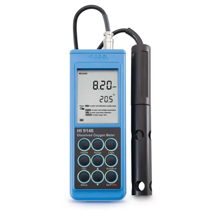 HI9146 เครื่องวัดออกซิเจนละลายน้ําแบบพกพา ปลอกกันน้ําที่ทนทาน hanna ph meter