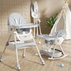 Foldable High Feeding Chair Household Portable Multifunctional Children's Dining Table and Chair Rocking Chair Baby Dining Chair