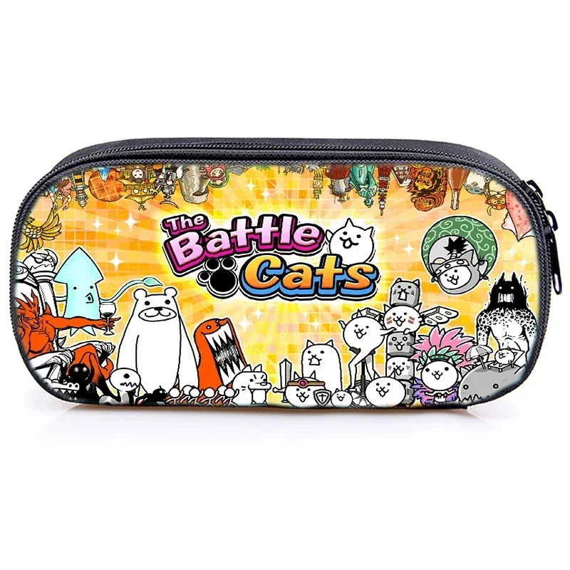 Multifunctional Children Pencil Bag The Battle Cats Print Pencil Case Cosmetic Cases Makeup Box Waterproof School Stationery Bag