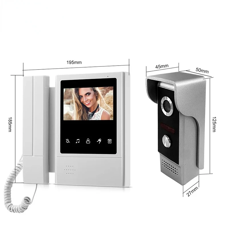 4.3 inch Wired Video Door Phone System Visual Intercom Doorbell with IR Night Vison 700TVL Outdoor Camera for Home Surveillance