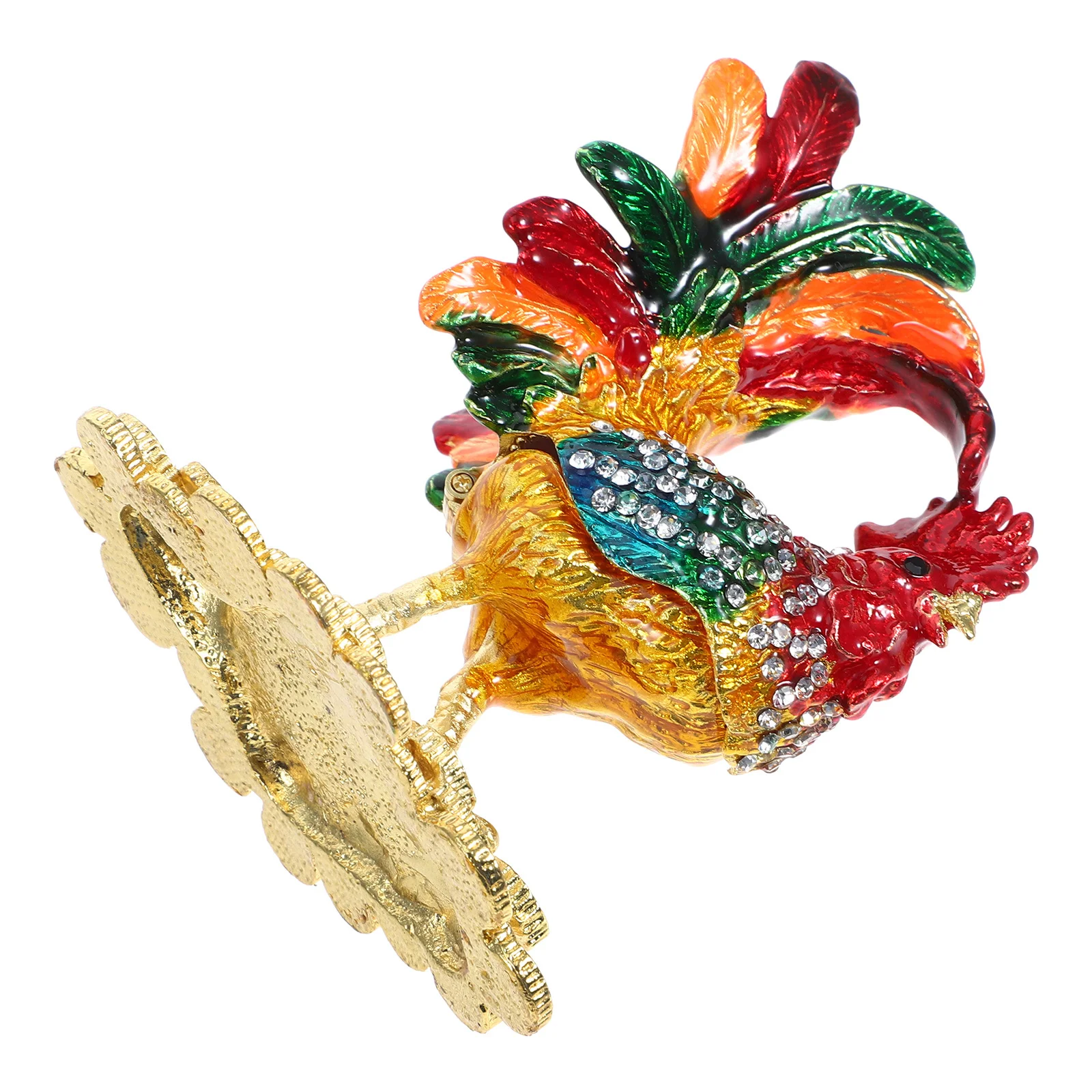 

Rooster Jewelry Box Hand Painted Alloy Trinket For Home Decor Wedding Decoration Animal Ornament Gift