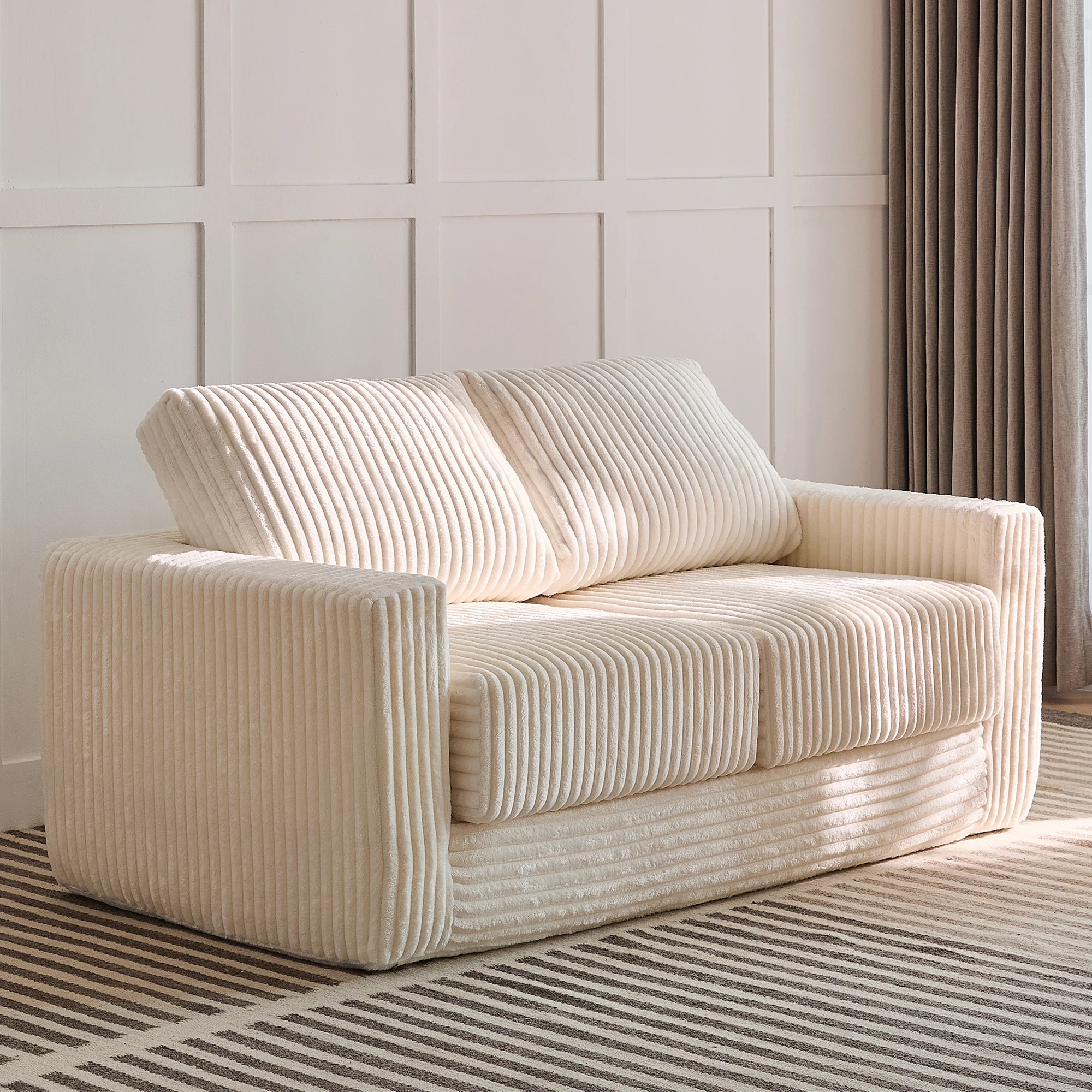 Lazy Sofa, High-Back Single Seat with Corduroy Fabric, Boneless Cloud Sofa, Floor Single/Double Leisure Chair Sofa, Floor Sofa, Suitable for Living Room, Bedroom, Modular Sofa, Multifunctional Lazy Sofa, No Assembly Required, Stylish Design
