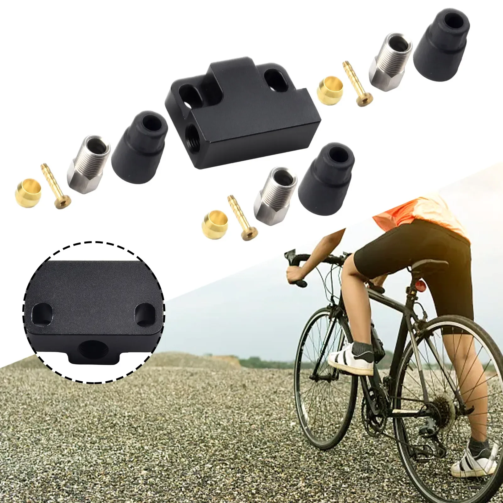 1pc Hydraulic Brake Cable Tee 1 To 2 Adapter Modified Connector Distribution Valve Aluminum Alloy Bicycle Brake Accessories