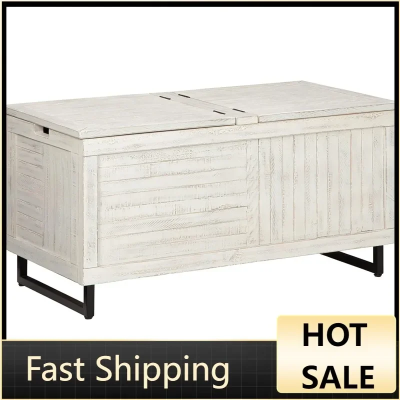 

Signature Design by Ashley Coltport Storage Trunk or Coffee Table, Distressed White