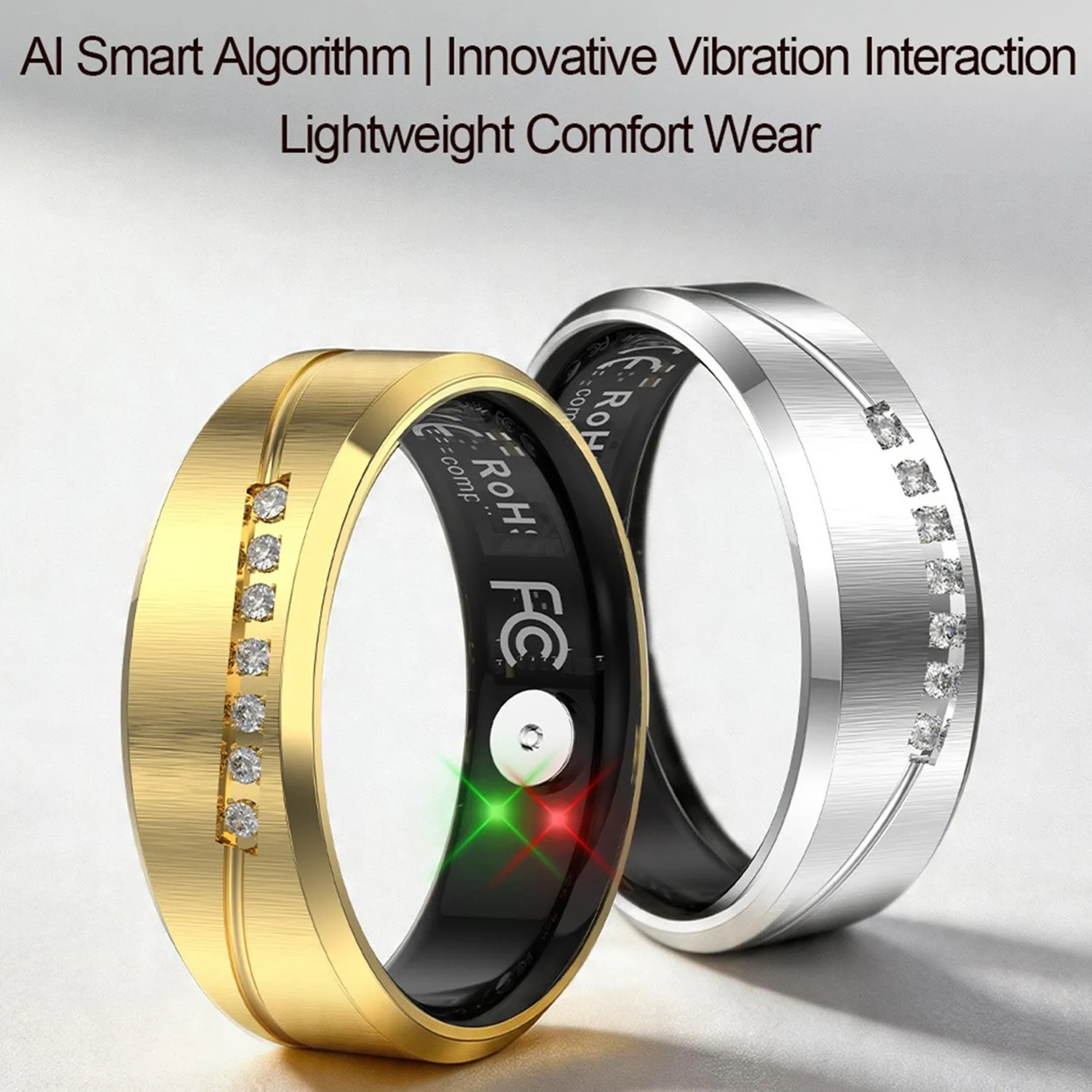 Waterproof Smart Ring Call Vibration Reminder Health Sports Bluetooth  Diamond Encrusted Jewelry Heart Rate Blood Oxygen Couple