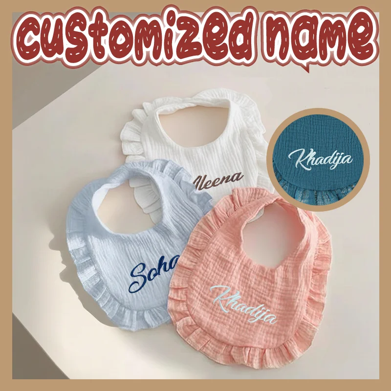 

Детский нагрудник с индивидуальным именем, хлопковый муслиновый фартук для новорожденных, вышитый нагрудник Bebe для девочек и мальчиков, идеальный подарок для душа новорожденного