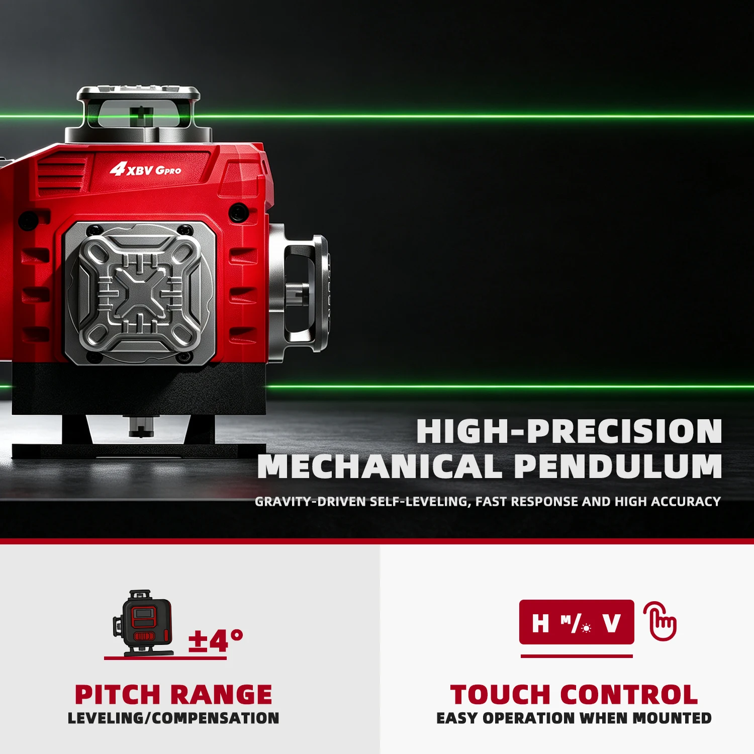 Waterproof Dustproof 16 Lines 4D Green Laser Level, Self‑Leveling 360° Rotatable Cross Line Measuring Tool for Site Alignment