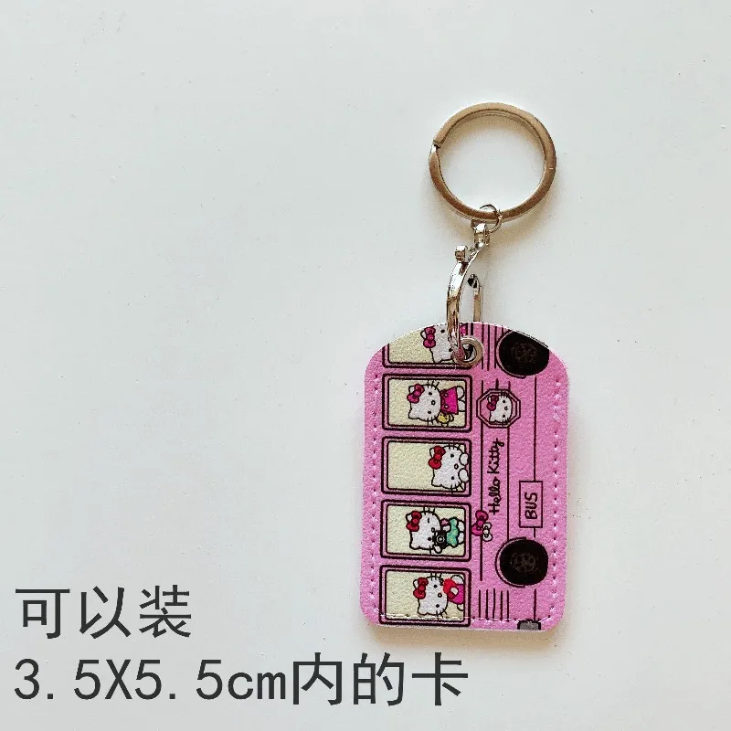 Kawaii Hello Kitty Hanging Id Card Holder Student Animation Anti Loss Credit Card Anime Protective Cover Key Chain Bag Pendant view 2
