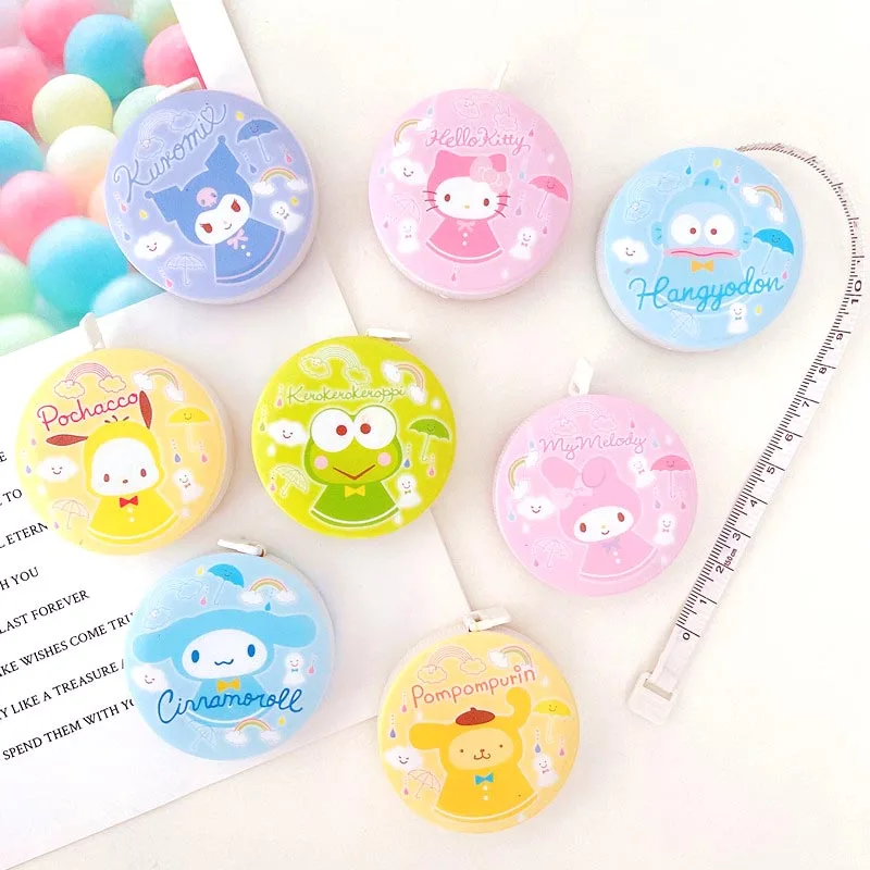 16pcs/lot Sanrio Soft Tape Measure Keroppi Hangyodon Kitty Pochacco Ruler Drawing Tool Promotional Gift School Supplies