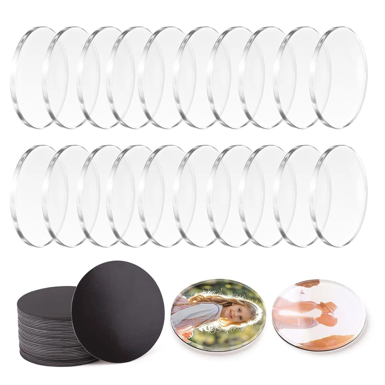 DIY Acrylic Fridge Magnet Kit 20 Pack Clear Rectangle with Self-Adhesive Backing Soft Magnetic Sheet Craft Set
