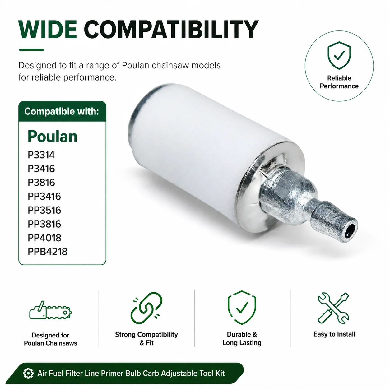 Air Fuel Filter Line Primer Bulb Carb Adjusting Tool Kit For Poulan PP3816 PP4018 PPB4218 Chainsaw Replace 530057925 Tune Up Kit