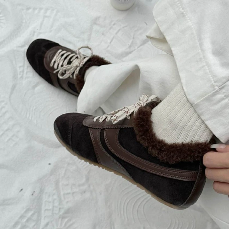 AIYUQI Winter Damen-Sneaker aus echtem Leder 2026 Neue, mit Fleece gefütterte Damen-Sneaker-Schuhe, flach, Übergröße, Winterschuhe für Damen