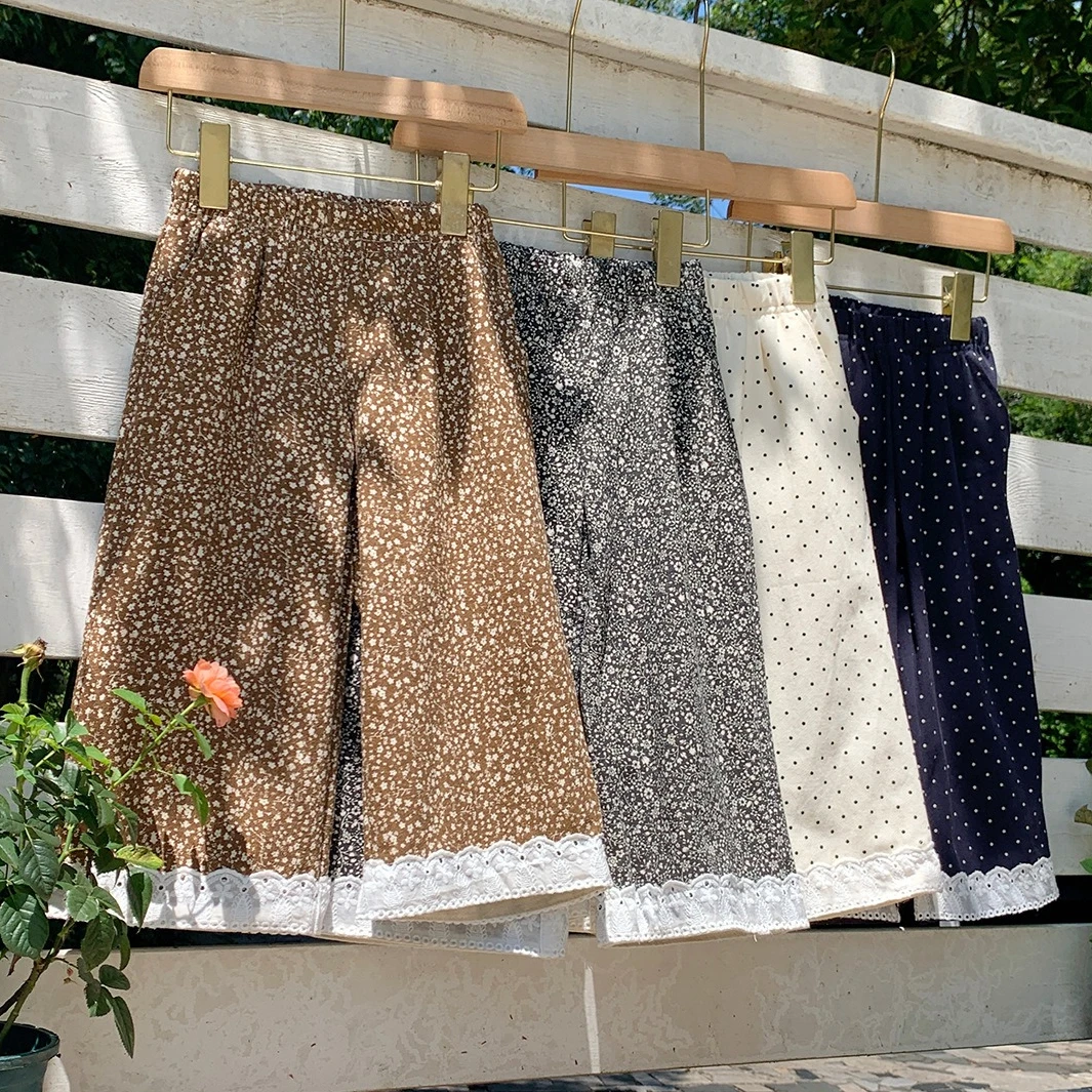 Girls Pants 2026 Spring and Autumn New Children's Clothing Korean Style Girl Baby Fashion Loose Wave Dot Broken Wide-leg Pants
