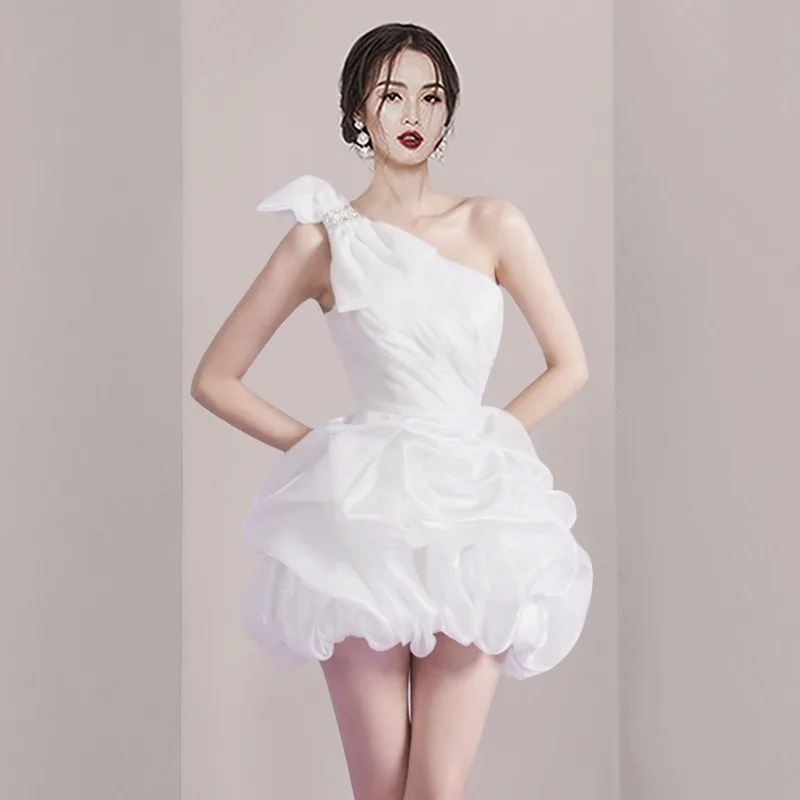 spalla-diagonale-bianca-2025-nuovo-tubo-sexy-top-senza-maniche-fiocco-principessa-gonna-soffice-abito-formale-abiti-da-sera-eleganti-da-donna