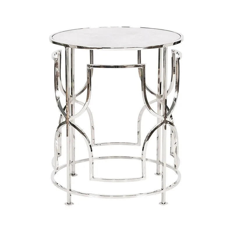 American luxury stainless steel round coffee table/hotel villa sample room soft design coffee table