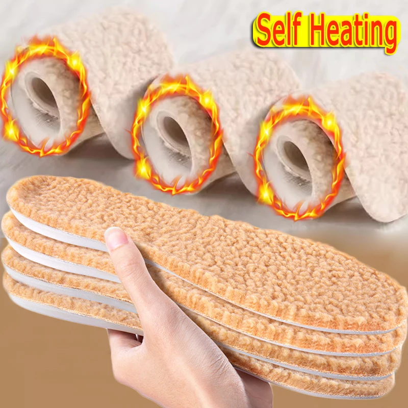 

Winter PU Thermal Insoles Imitation Lamb Wool Insole Thicken Plush Warm Shoes Pads Self Heated Insoles for Snow Boots Shoe